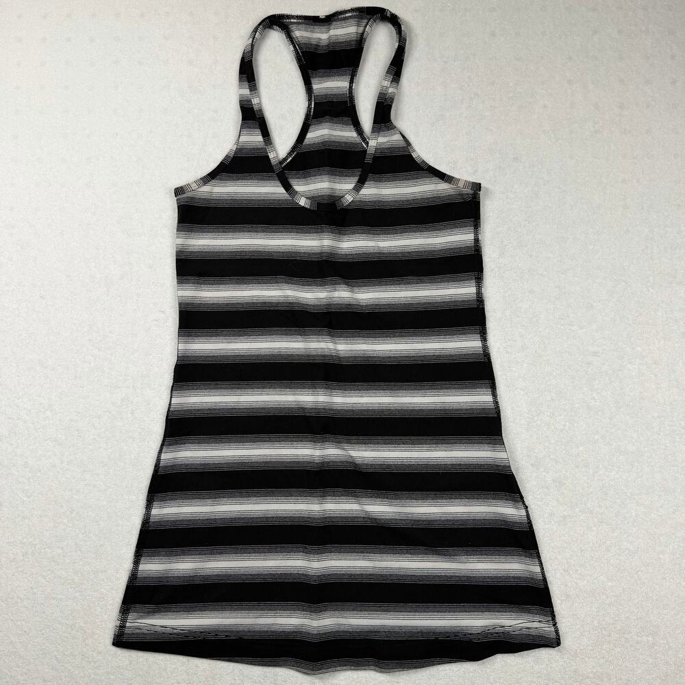 Lululemon Cool Racerback Tank Women’s Size 2 XS Black White Striped Yoga